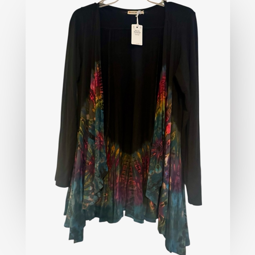 Marine Layer Colorful Tie-Dye Open Anacapa Cardigan- Large